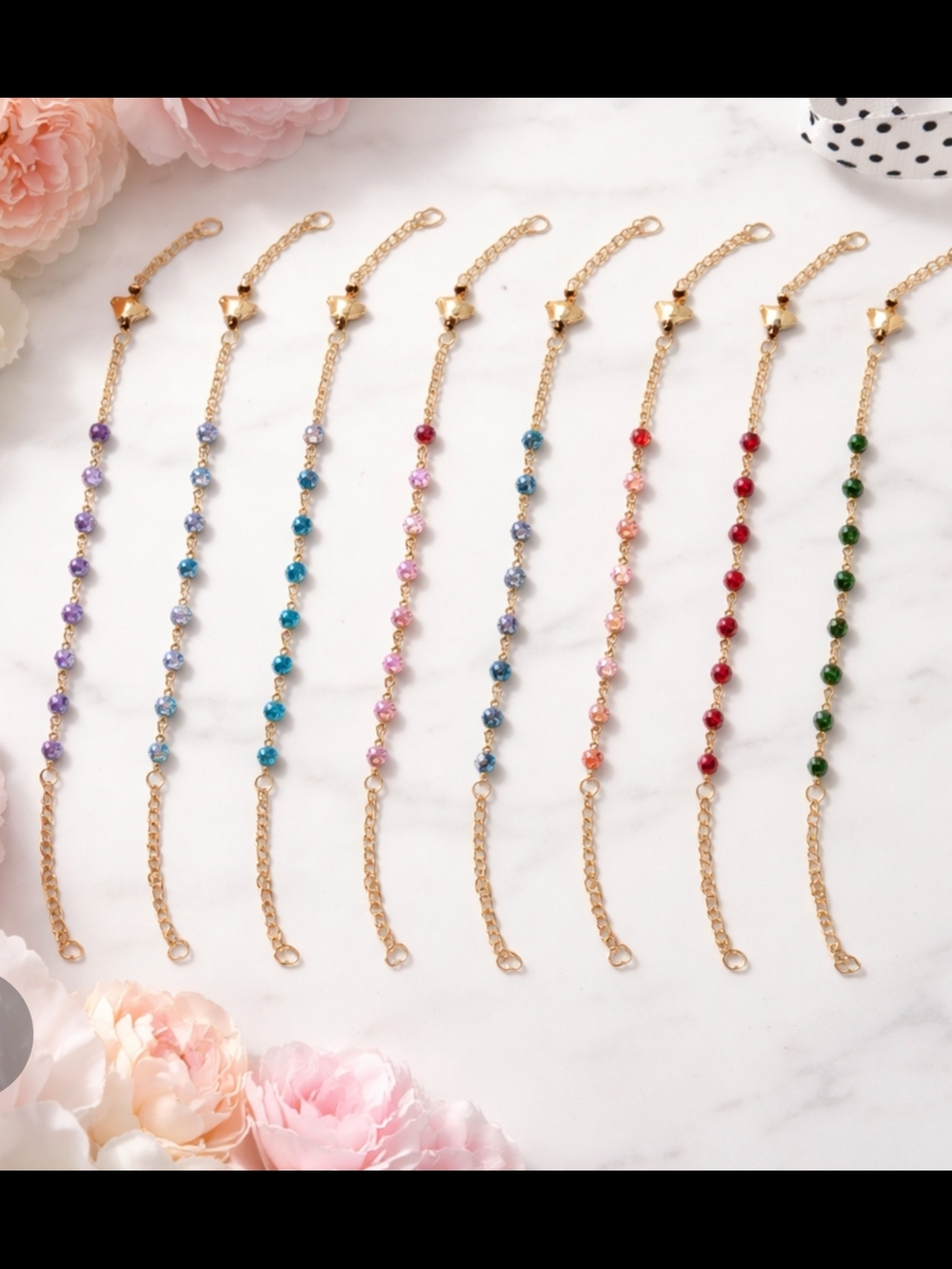 Multicolor Anklet/ Bracelet . Jewelry Lot $60. 7 Pieces. 7inch With 2 inch